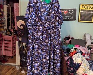 SHEIN Blue Floral Midi Dress